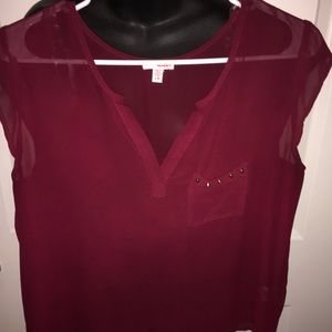 Maroon Sheer Blouse